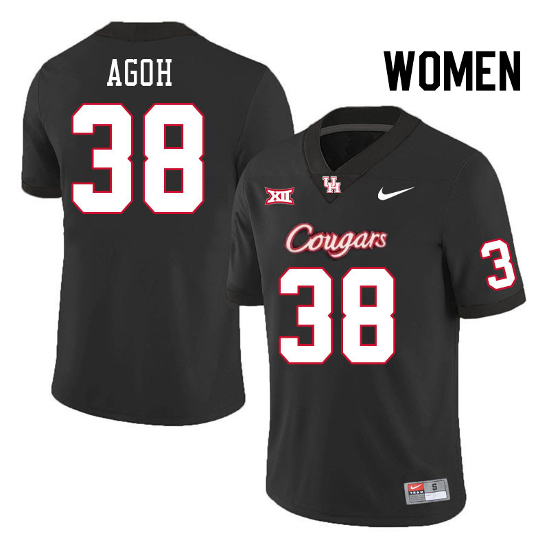 Women #38 Ikenna Agoh Houston Cougars College Football Jerseys Stitched-Black